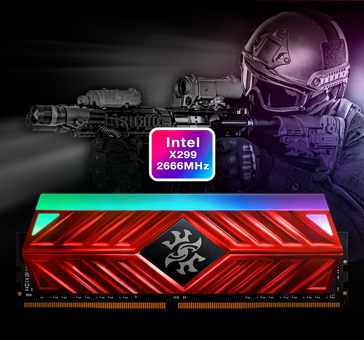 16GB (8GBx2) DDR4/3200 RAM PC (แรมพีซี) ADATA SPECTRIX D41 RGB RED