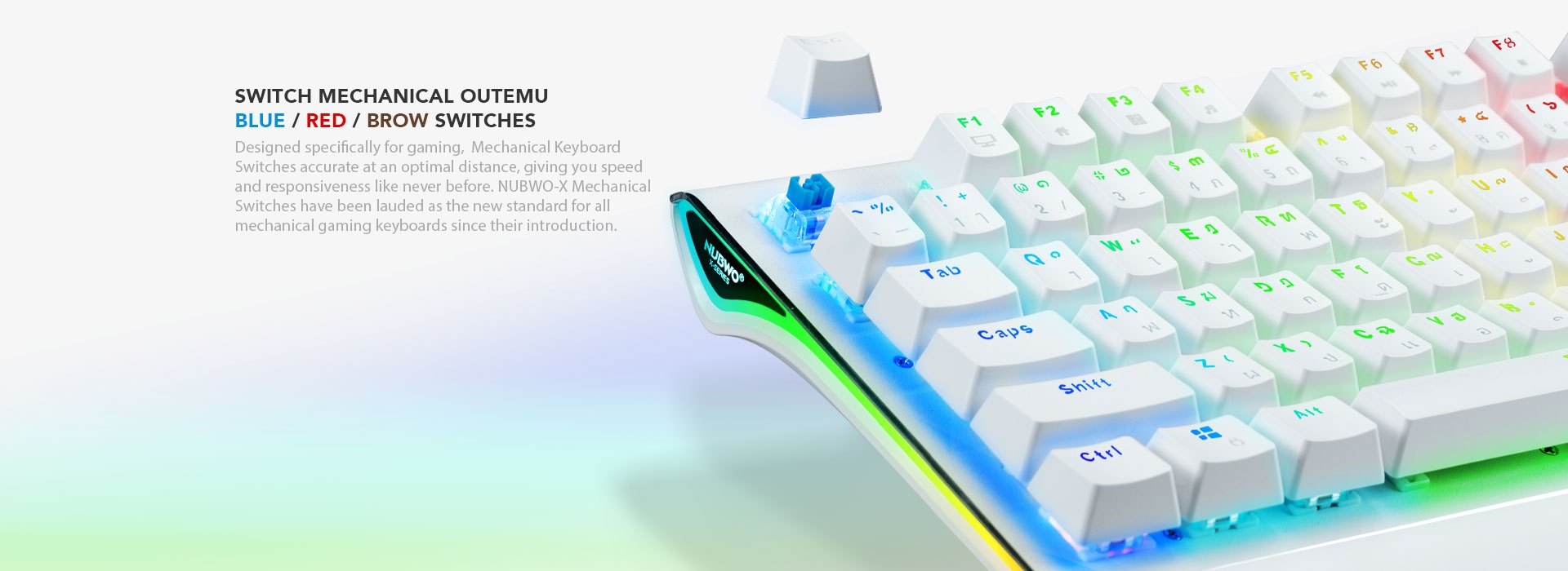 KEYBOARD (คีย์บอร์ด) NUBWO X30 TERMINATOR WHITE (OTEMU MECHANICAL RED ...