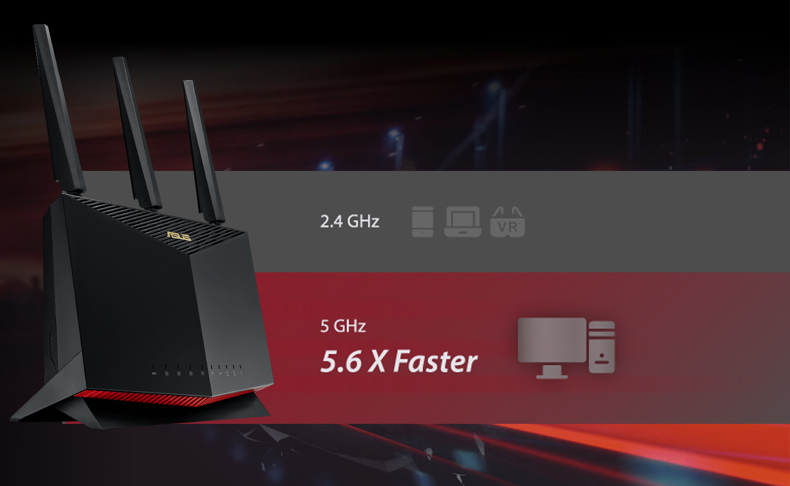 ROUTER (เราเตอร์) ASUS RT-AX86S DUAL BAND AX5700 WIFI6
