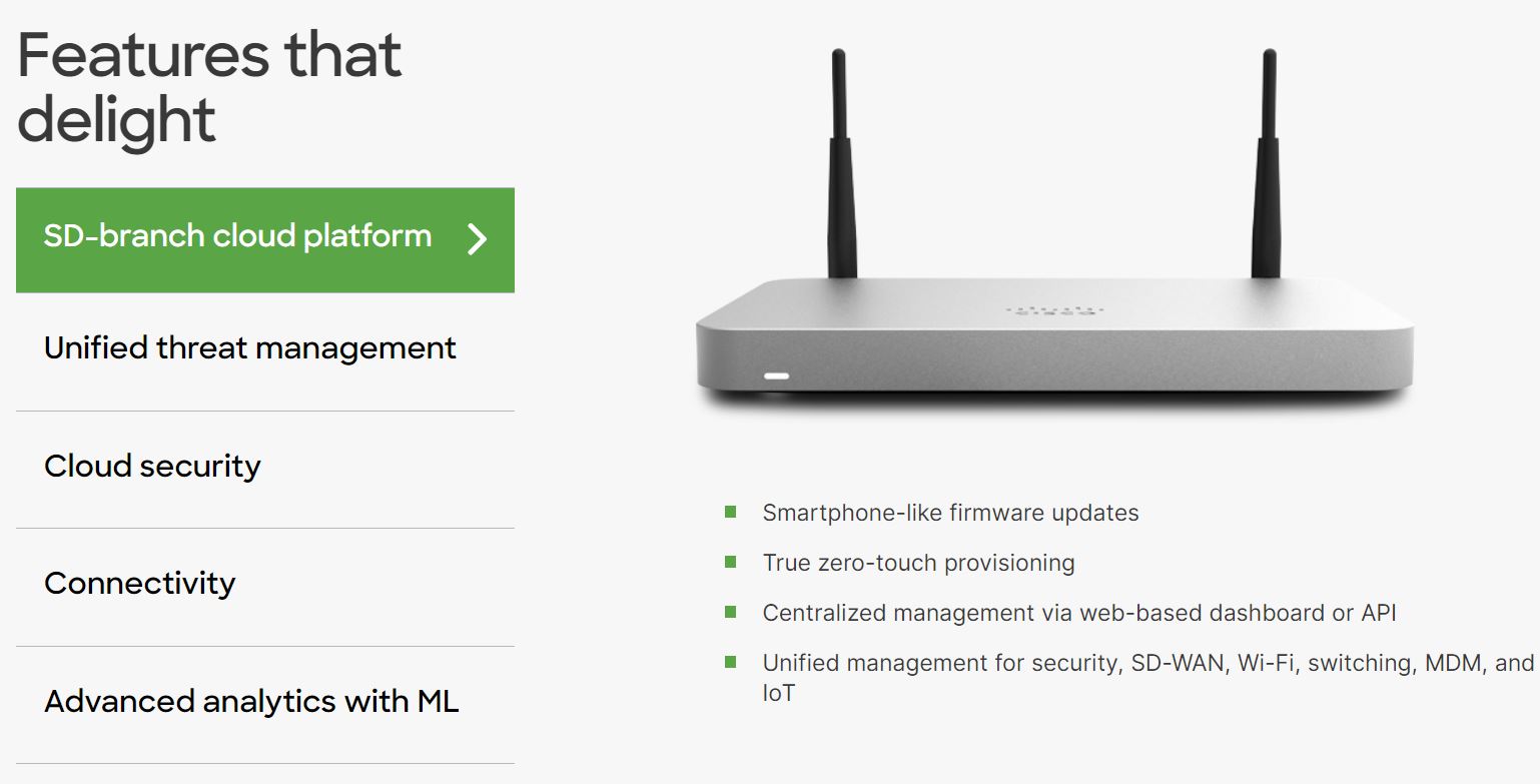 ROUTER (เราเตอร์) CISCO MERAKI MX APPLIANCE (MX64W-HW)